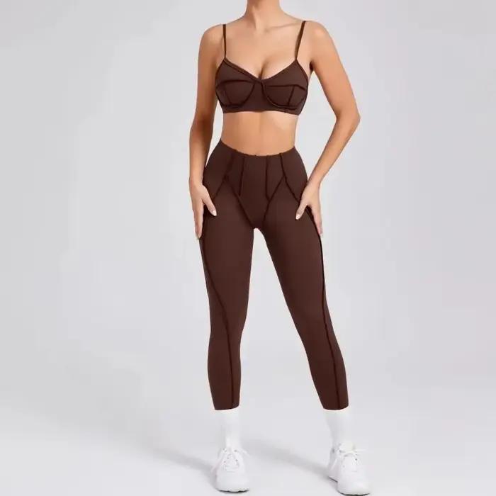 Yoga sport Fitness ensembles taille haute hanche-levage pantalon dos ouvert soutien-gorge costume dé