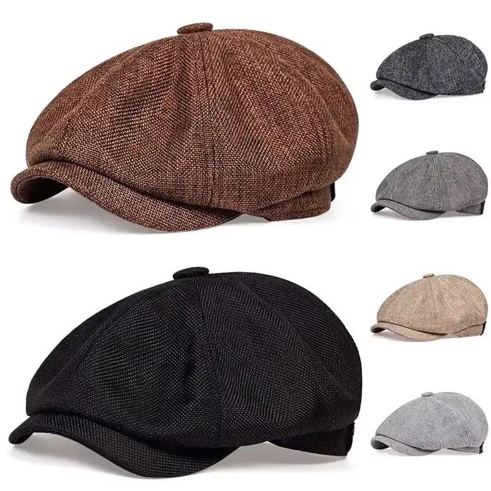 Casquette de gavroche en coton sergé pour hommes, 8 panneaux, casquettes de boulanger, rétro, testos