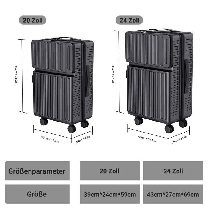 Superaly Ensemble de 2 valises de 20-24 pouces avec rangement frontal, bagages à roulettes silencieu