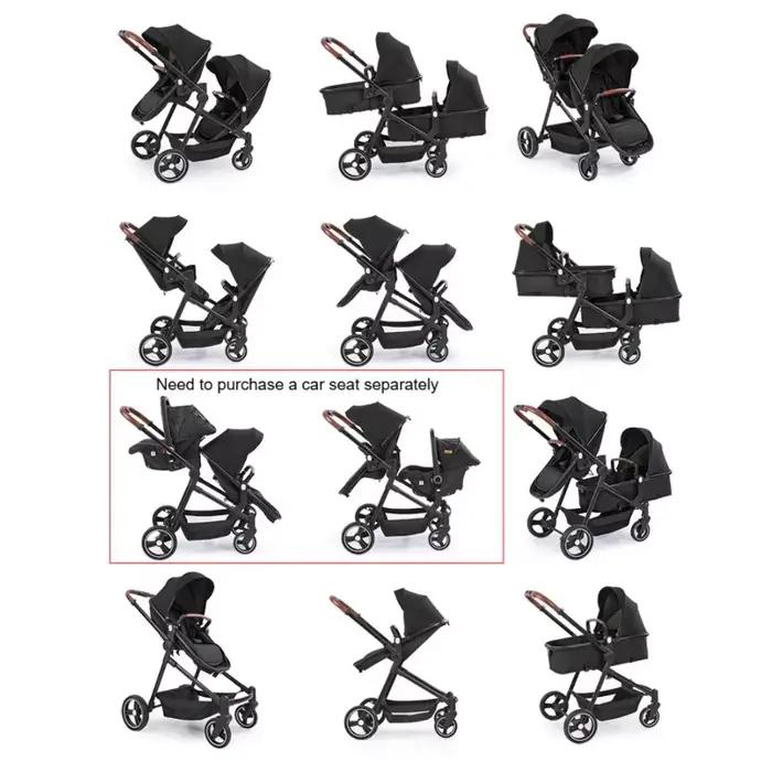 NOUVEAUX poussettes légères multifonctions pour jumeaux Poussettes pour deux enfants à bord landau 2