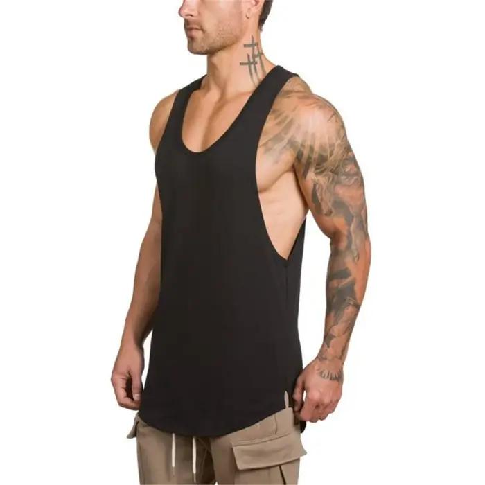 T-Shirt sans manches en coton respirant pour hommes, vêtements d'entraînement de musculation, de cou