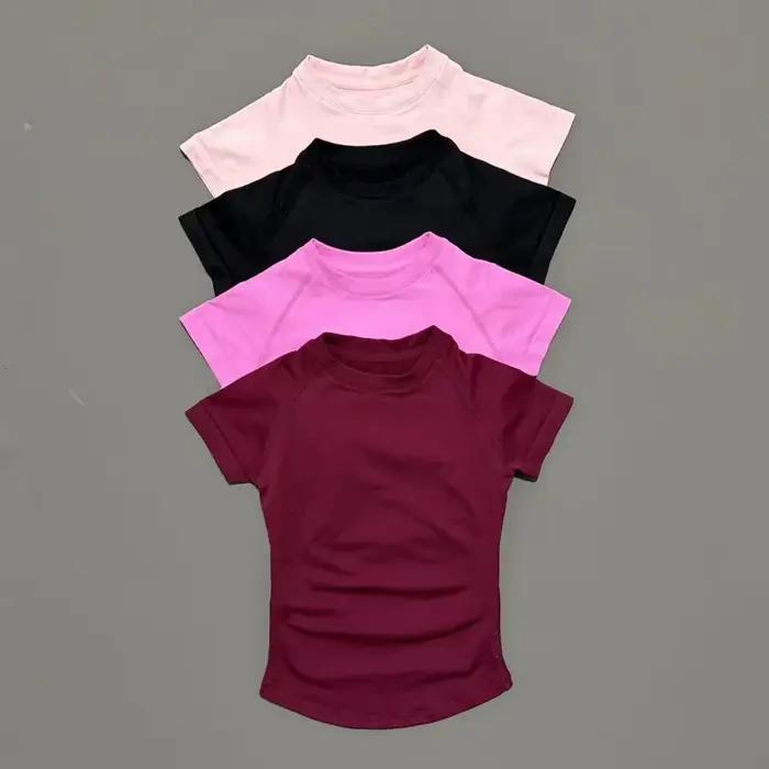 Haut de sport à manches courtes pour femme, t-shirt de course, débardeur respirant à col rond pour l