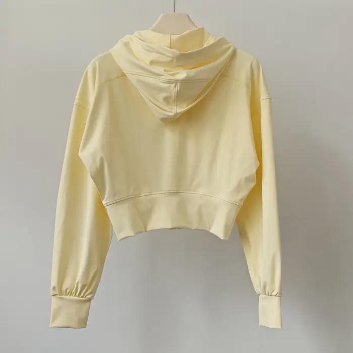 Vêtements de yoga, hauts à manches longues, chemises, vêtements d'entraînement de Pilates pour femmes, coupe ajustée, à capuche, décontractés, veste de sport courte