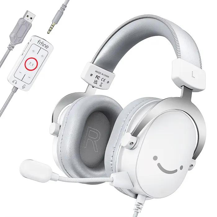 FIFINE – casque de jeu USB avec son Surround 7.1/prise 3.5mm/Microphone, casque filaire sur l'oreill