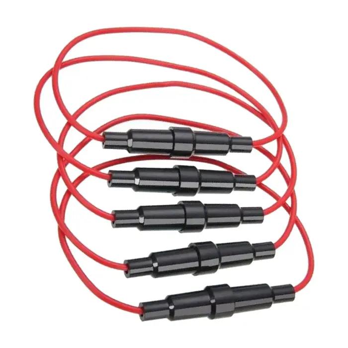 5 pièces porte-fusible 5x20mm étanche Durable 10A noir, 7 pouces de Long 18 calibre AWG fil pour voi