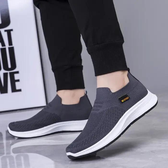 Hommes chaussures de marche tricot maille respirant baskets légères baskets à enfiler hommes chaussu