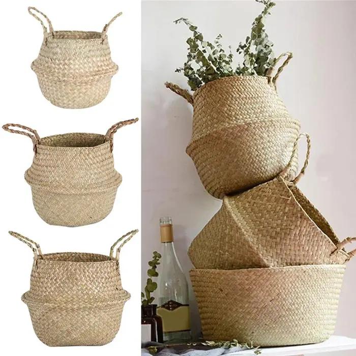 Zerolife panier en osier d'algues rotin suspendu Pot de fleur panier de vêtements sales panier de ra
