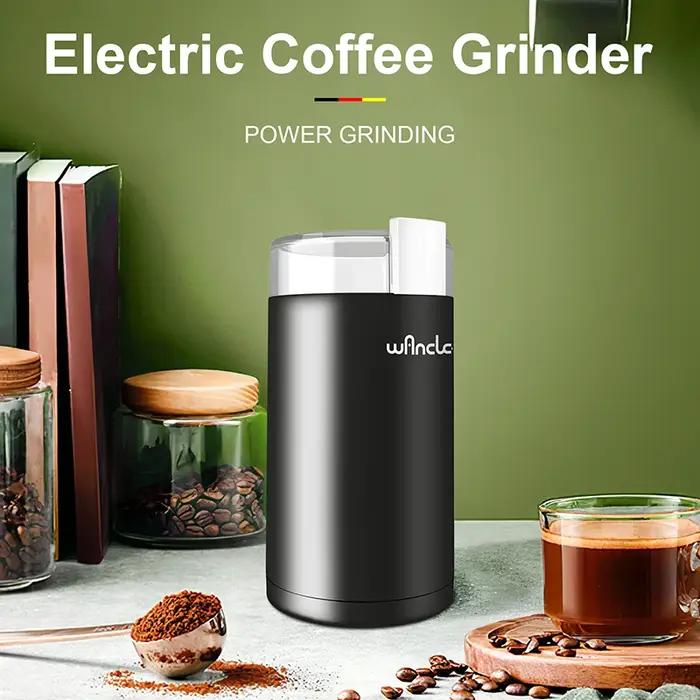 Moulin à café électrique domestique avec brosse propre, lame en acier inoxydable, moulin à épices, 1