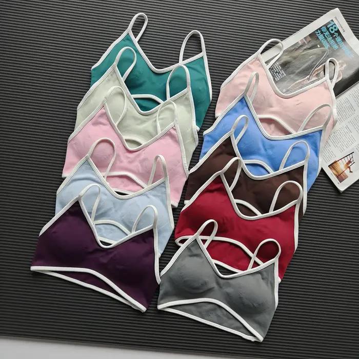 Soutien-gorge de sport sans couture pour femme, bretelles fines respirantes, dos nu, pour yoga, fitn