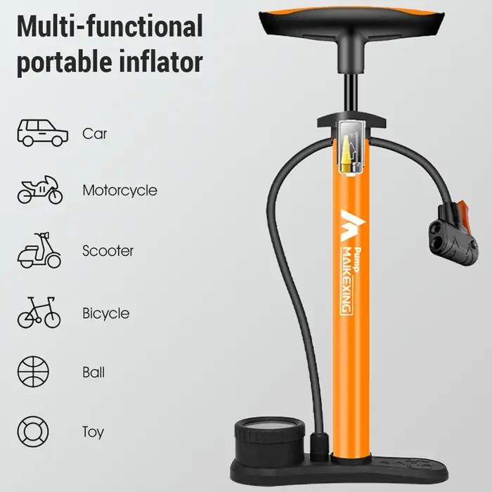 Pompe à vélo multifonctionnelle avec jauge haute pression et buse 3 en 1 pour vélos et voitures occasions spéciales