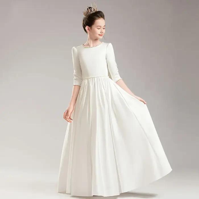 Robe de princesse élégante pour filles, robes de soirée pour enfants de 4 à 12 ans, vêtements blancs