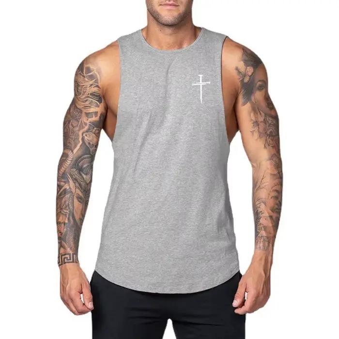 Débardeur de sport personnalisé croisé pour homme entraînement musculation fitness coton ajustement parfait style athlétique