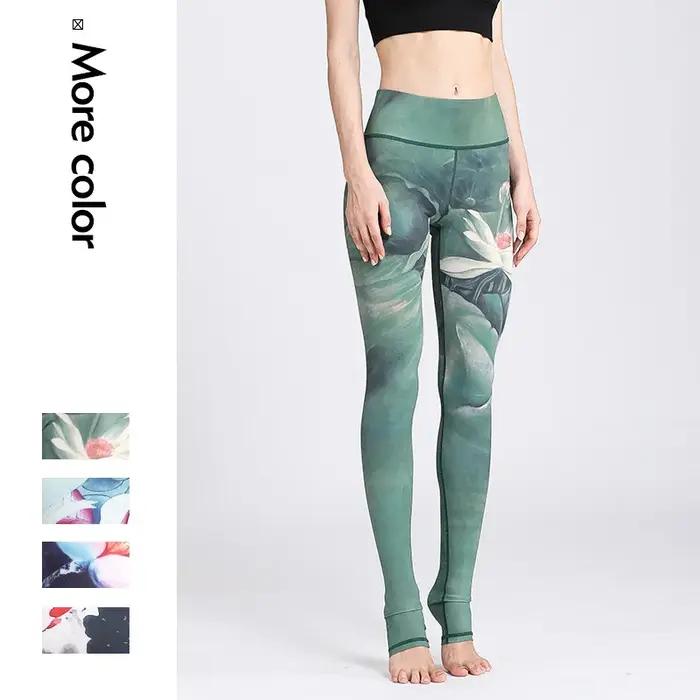 Pantalon de Yoga pour femmes, collant de sport, taille haute, à motif Floral, Push-Up, de course, d'