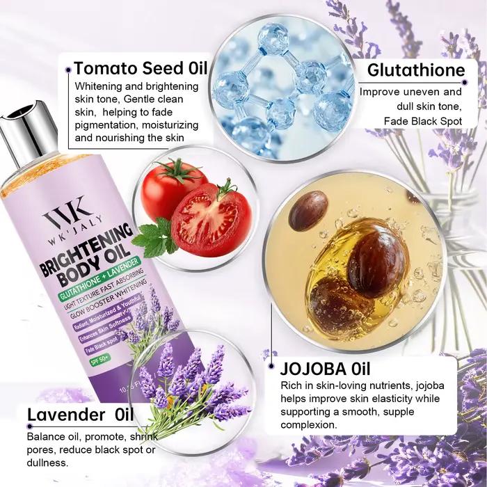 Huile pour le corps éclaircissante WK JALY, avec glutathion, lavande naturelle, améliore la douceur