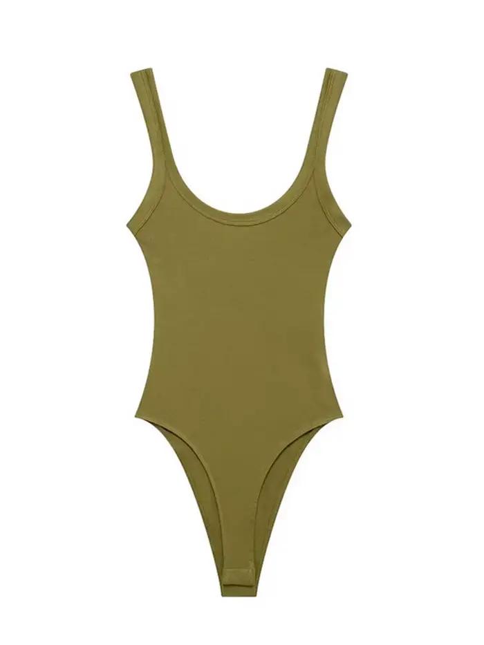 Body côtelé slim pour femmes, bretelles à col rond, bouton-pression, combishort Sexy à la mode, vête