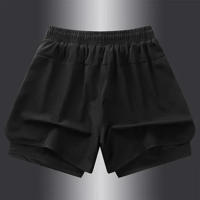 Shorts de sport d'été faux deux pièces, pour hommes et femmes, séchage rapide, trois quarts de long,