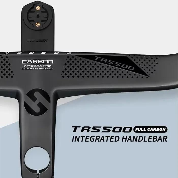 TOSEtransmith-Guidon intégré en fibre de carbone pour vélo de route, barre de poignée ultralégère av