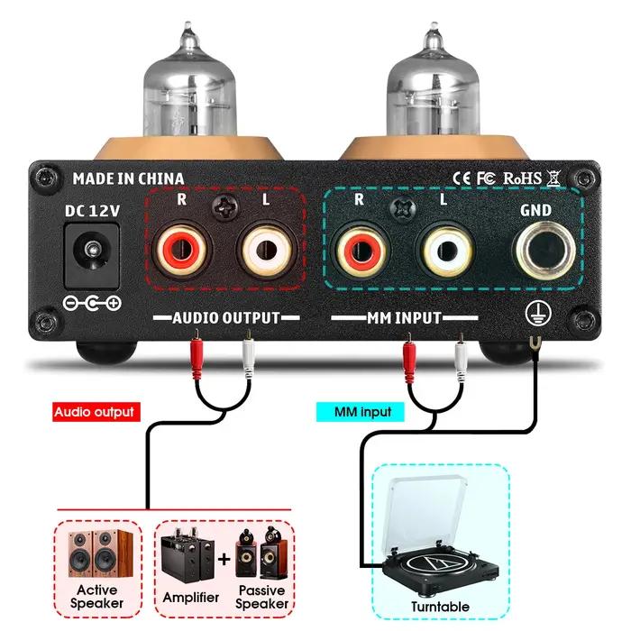 Nobsound Mini MM RIAA Phono scène platine préampli HiFi stéréo Audio Tube sous vide préamplificateur