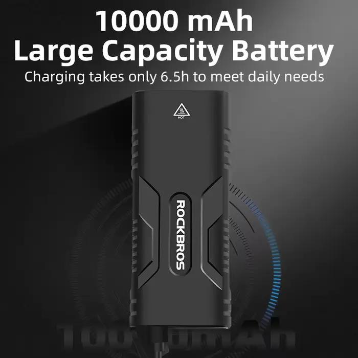 ROCKBROS – lumière de vélo 850 Lumen, lampe de poche de vélo 10000 mAh, phare de vélo ReChargeable p
