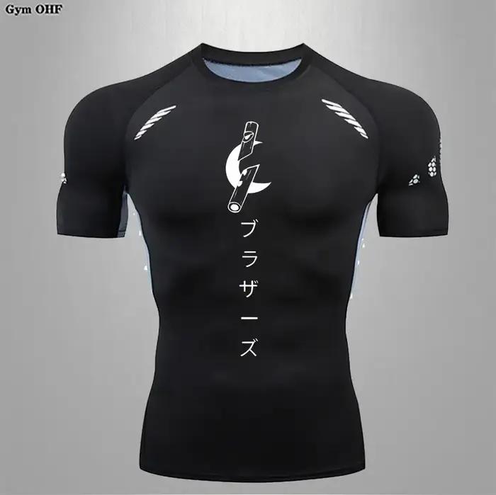 T-shirt fitness anime homme manches longues rashguard - Compression séchage rapide boxe