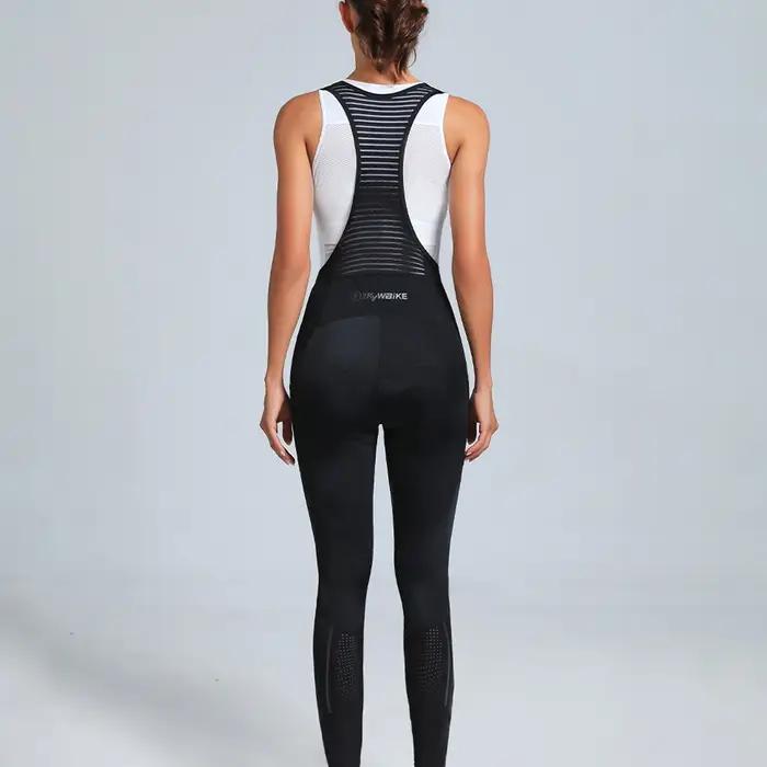Ykywbike-Pantalon à bretelles de cyclisme Coolmax pour femme, collants longs de cyclisme, poches FJ2