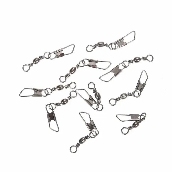 50 pièces/lot connecteur de pêche broche roulement pivotant en acier inoxydable avec mousqueton hame