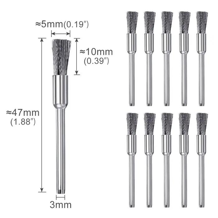 CMCP – jeu de brosses à roue en fil d'acier, tige de 3.0mm pour outil rotatif Dremel, outil de polis