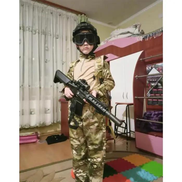 Ensemble de vêtements de chasse et Airsoft pour enfants, uniforme tactique de camouflage, matériel durable, poches pratiques pour randonnées亲子户外探险迷彩战术服装套装,适合儿童使用,耐久材料,实用口袋设计,适合徒步旅行