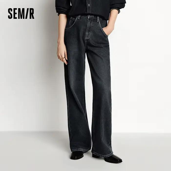 Semir jean femme jambe large doublé polaire confortable taille haute hiver 2025 nouveau pantalon lon