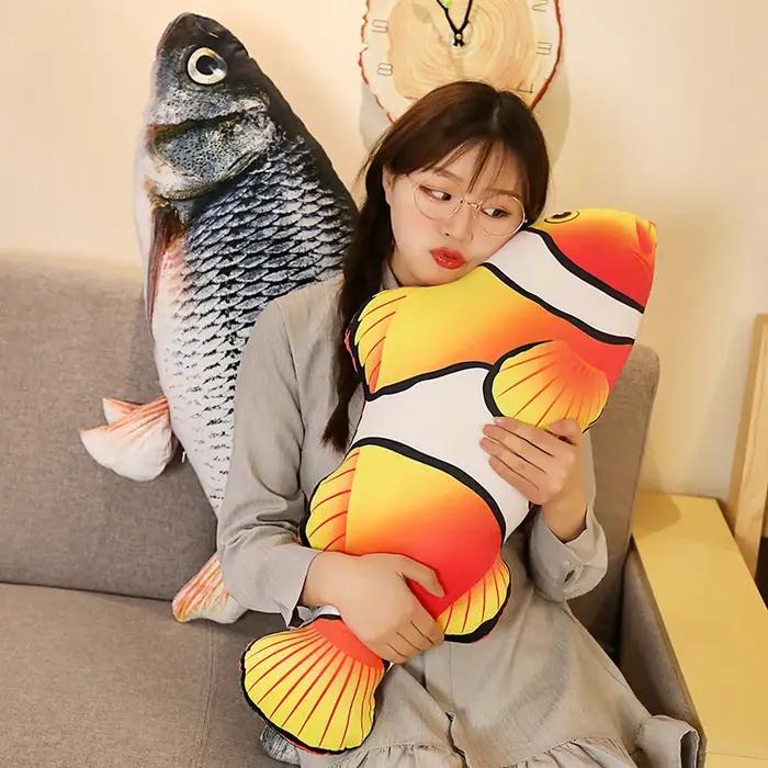 Jouets en peluche de poisson doré de Simulation 3D 30-120cm, 1 pièce, Animal doux en peluche, carpe,
