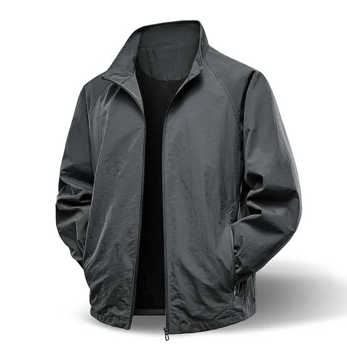 Printemps automne hommes veste décontracté en plein air col montant fermeture éclair coupe-vent impe