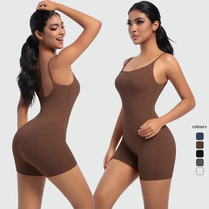 Combinaison dos nu sans couture pour femme, barboteuse à bretelles, combinaison de batterie, fitness