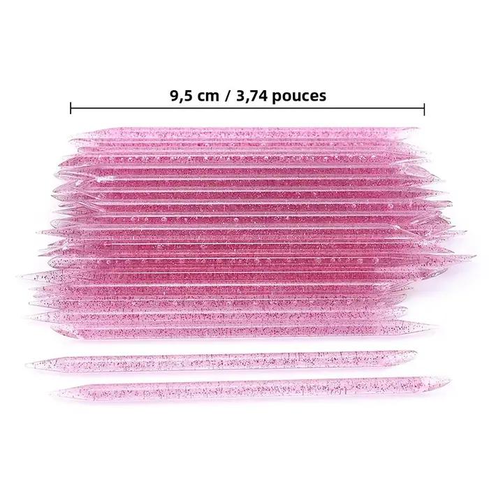 10/50/100 pièces bâton de cristal réutilisable Double extrémité Nail Art poussoir à cuticules outil de retrait de cuticu