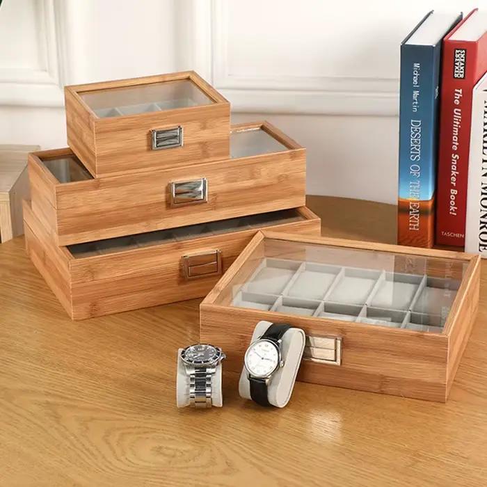 Boîte de rangement de montre en bois vintage moderne pour conservation et exposition de montres-bracelets et accessoires horlogers occasions spéciales