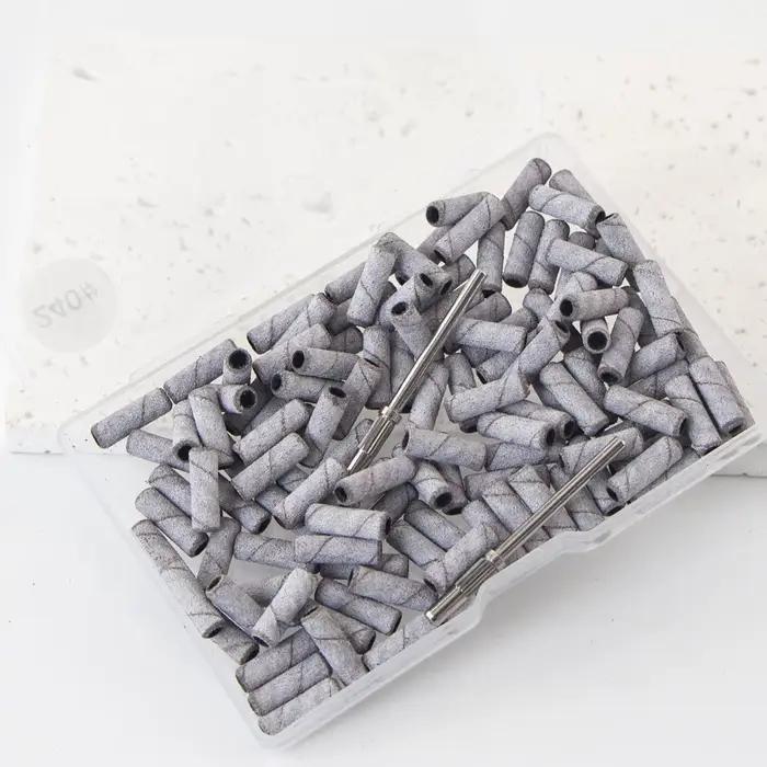 100 pièces 3.1mm Mini petites bandes de ponçage avec 2 pièces jeu d'embouts de mandrin forets à ongl