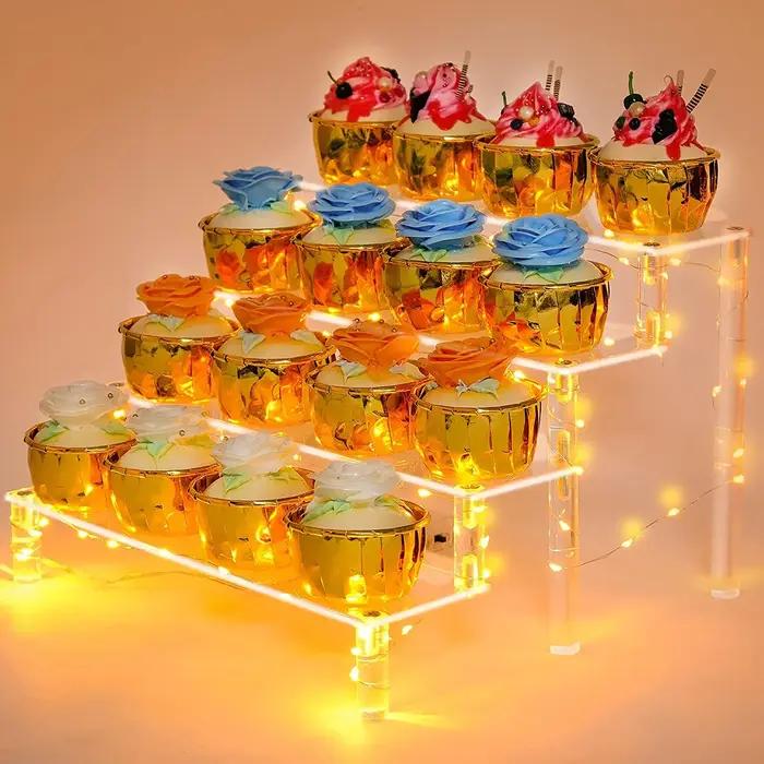Présentoir en acrylique à 1 à 5 niveaux, support d'affichage transparent pour cupcakes, décor de pou