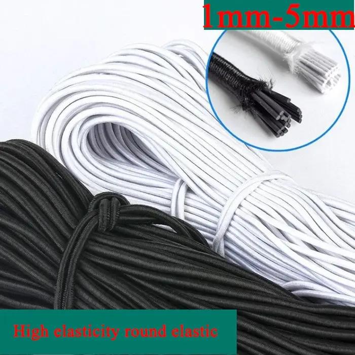 Bande élastique ronde noire et blanche, 5 m, 10m, 1/2/3/4/5/6mm, accessoire de couture, bricolage