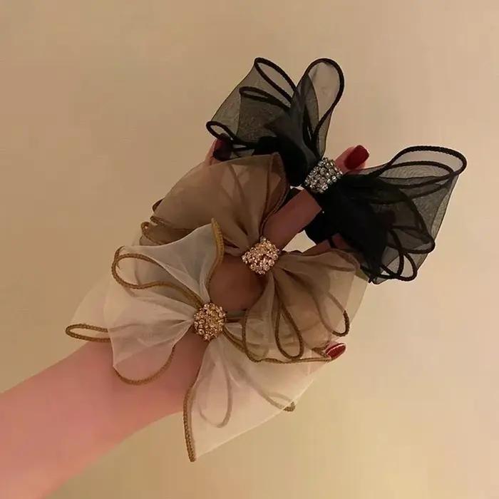 Nouveaux Accessoires Pour Cheveux Élastiques Attachés Chouchous Bandeaux Coiffes Avec Nœuds Papillon Pour Femme Fille Occasions Spéciales