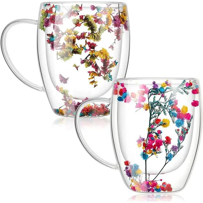 Tasses à café en verre transparent à double paroi, tasse à double isolation pour boissons chaudes et