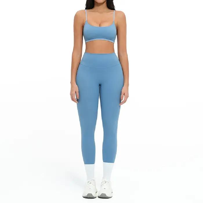 Ensemble de sport 2 pièces pour femme, tenue de yoga contrastée, vêtements de sport, ensemble d'entr