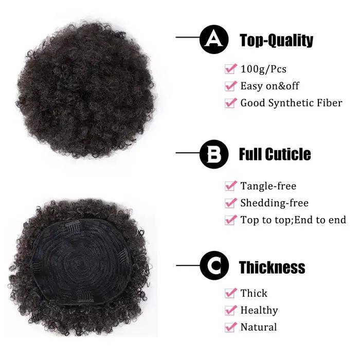Extension de queue de cheval synthétique Afro bouffante, cheveux crépus bouclés avec cordon de serra