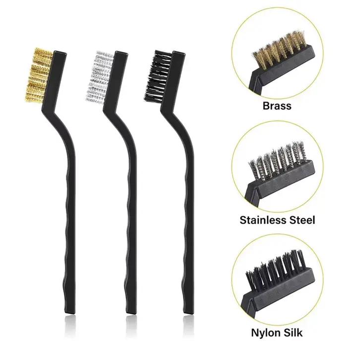 Brosse métallique en cuivre et Nylon, 17cm, en acier inoxydable, gommage de la rouille, outils de ne
