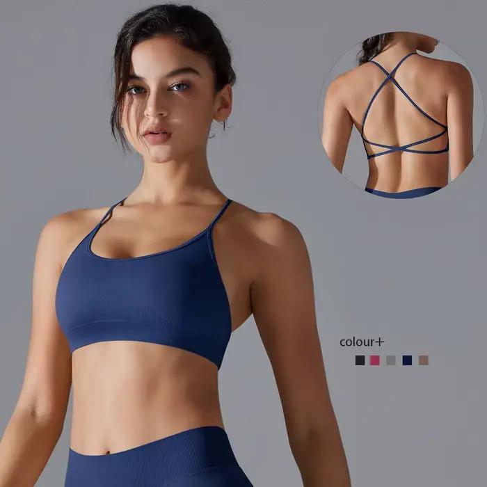 Soutien-gorge de Yoga Sexy respirant à séchage rapide, brassière de Sport, bretelles croisées absorb