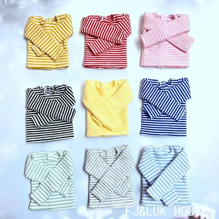 Blyth – T-shirt à manches longues et rayures en coton, vêtements pour poupées Pullip Blyth 1/6, acce