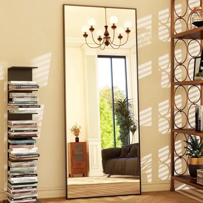 Miroir pleine longueur 64 "x 21", miroir complet du corps, miroir de sol rectangulaire suspendu ou i