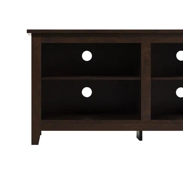 Meuble TV 70 "pour téléviseurs 80", stockage ouvert à 3 étagères, moderne, transition, expresso
