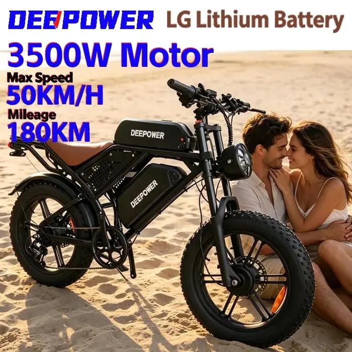 Vélo électrique tout-terrain 3000W à double moteur 48V60, pneus larges, pour adultes, adapté à la neige et aux déserts.
