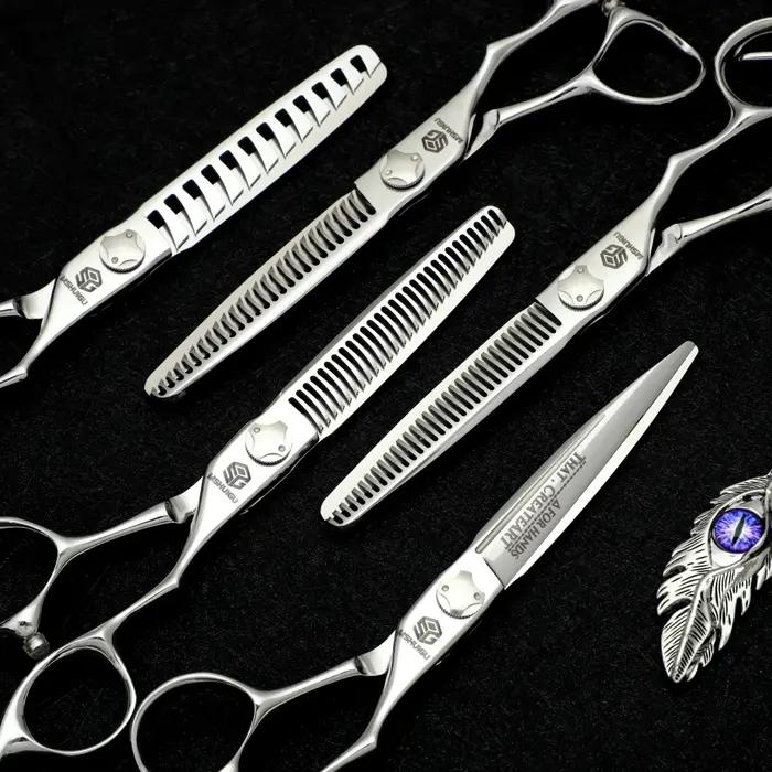 Ciseaux de barbier professionnels MSHUIGU, ciseaux à lame inversée multifonctionnels, acier VG10, 5,