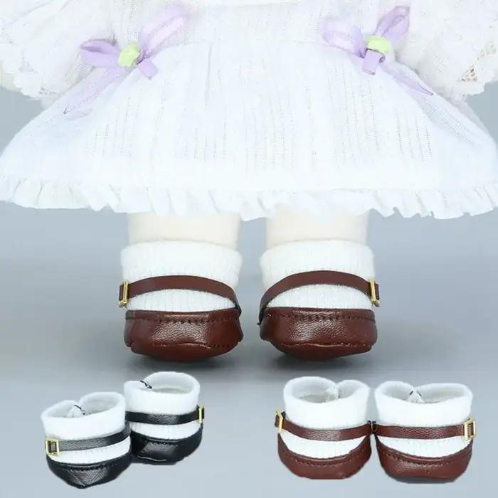Chaussures de poupée Kpop de 20cm, bottes de princesse, chaussettes en cuir PU à la mode pour 1/12,