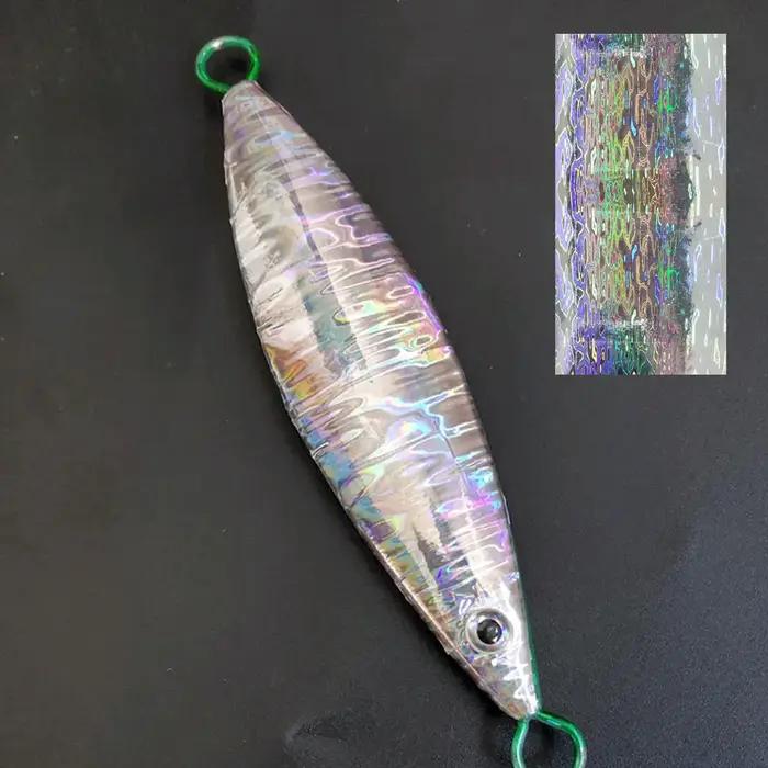 Autocollant d'appât dur de pêche Portable 10x20cm, 5 pièces, Film adhésif holographique, Type Flash